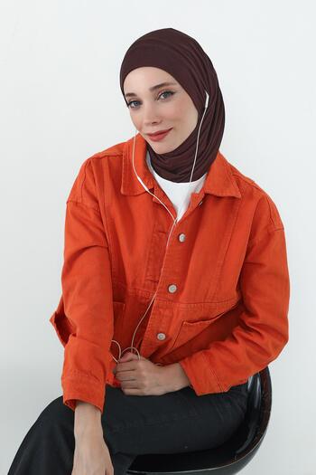 Aisha's Design Combed Cotton Bonnet with Neck Covering Feature and Headphone Opening, B-94, Brown