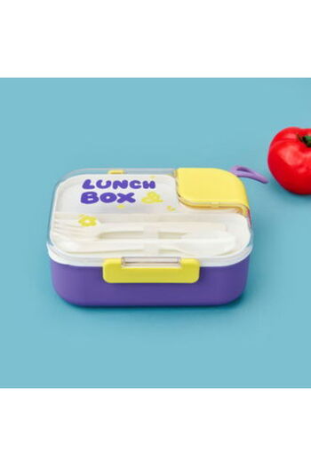 MATMEL Lunch Box Food Container - White / Yellow - 1.1 Lt