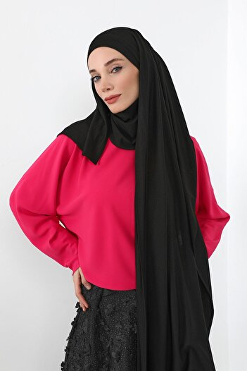 Aisha's Design شال من القطن الممشط مع ميزة تغطية الرقبة، PS-58، أسود