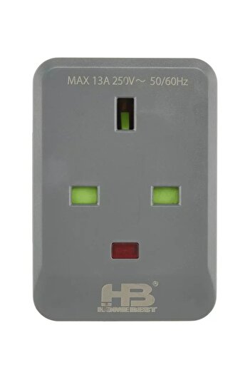 Home Best Power Adaptor Plug, 3 Neon Sockets, Grey