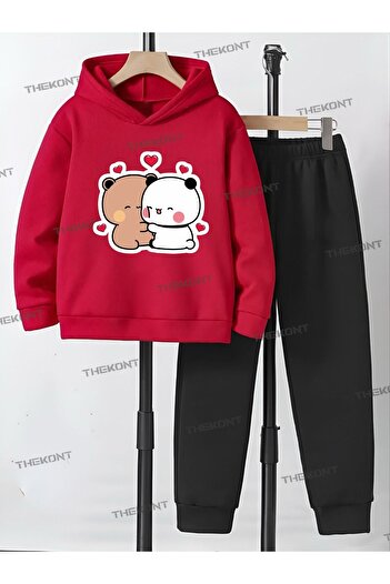 THEKONT Sarilan Duduu&Bubuu Printed Thick Cotton Hooded Children's Tracksuit Set