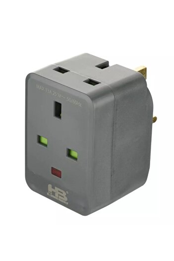 Home Best Power Adaptor Plug, 3 Neon Sockets, Grey
