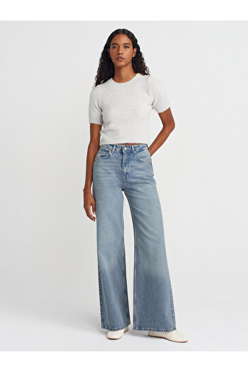 Dilvin 72039 Pantaloni largi din denim - albastru