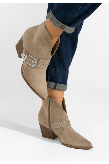B T Shoes Khaki kotníkové boty cowboy Romelia