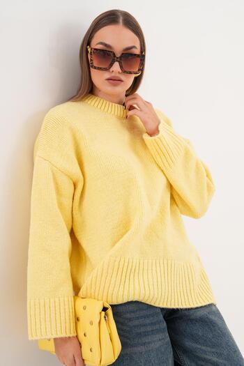 ŞİMAL Women's Half Fisherman Knit Oversized Sweater 255087 -
