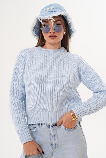 ŞİMAL Women's Sleeves Knitted Patterned Knitwear Knitted Sweater 255084 -