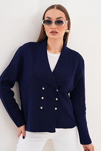 ŞİMAL Women's Button Closure High Neck Cardigan 255093 -