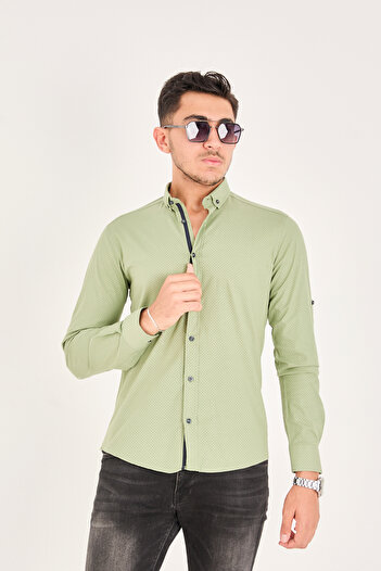 jack carisma Poplin Cotton Lycra Slim Fit Men's Shirt with Point Print