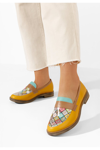 B T Shoes Aleda women's yellow loafers