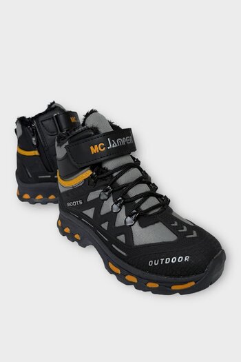 Liger Children's Fur-Lined Zippered Outdoor Boots Black - Gray