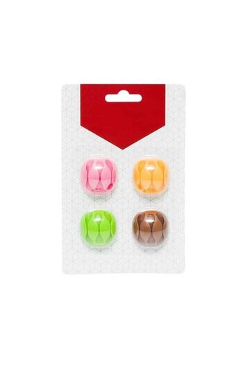 SOHO Set of 4 Clips with 3 Slots, Adhesive for Cable Organization, Multicolor