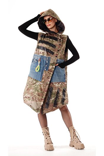 Sep Butik Design Camouflage Vest Coat