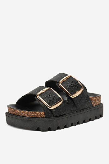 DeeZee Women's flip-flops low black flat, with platform 36