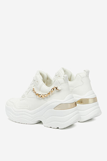 DeeZee Women's low sneakers white wedge, platform 37