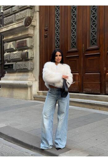 manana fashion Πολυτελές μαλακό γυναικείο παλτό από γούνα premium