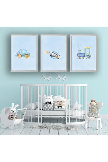 Humay Art Modern Çerçeveli Çocuk Odası Poster Seti Dream Journey - Üçlü Set