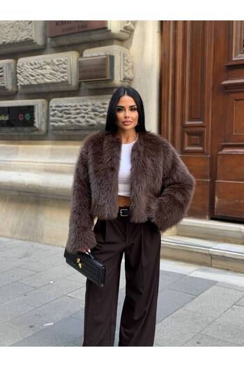 manana fashion Розкішне м'яке жіноче пальто з хутра преміум-класу
