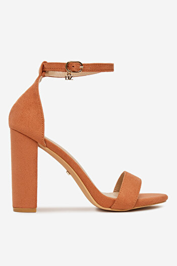 DeeZee Women's Sandals on a block low orange block 39