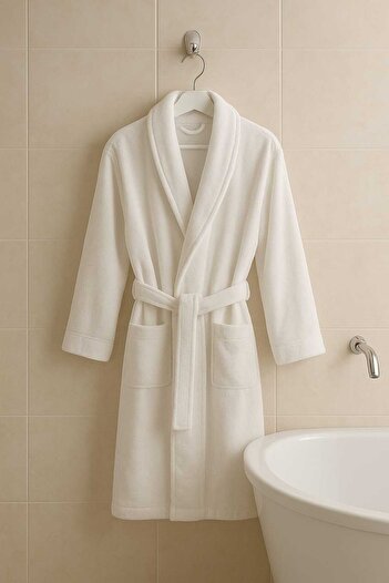 YÜNTEKS 100% Cotton Bathrobe, High Water Absorbency, Gramage Bathrobe, Single Bathrobe