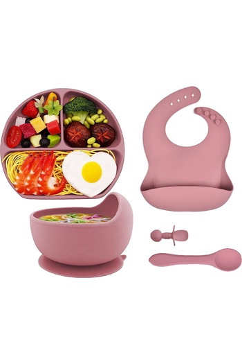 ZenAI Baby diversification feeding set, silicone, BPA free, purple pink