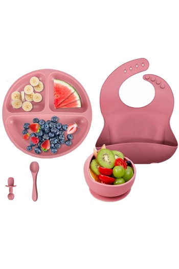 ZenAI Baby diversification feeding set, silicone, BPA free, purple pink