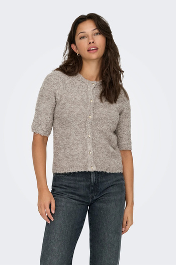 ONLY Women's Onlcılle Short Sleeve Wool Knitted Cardigan 15350782 Mink