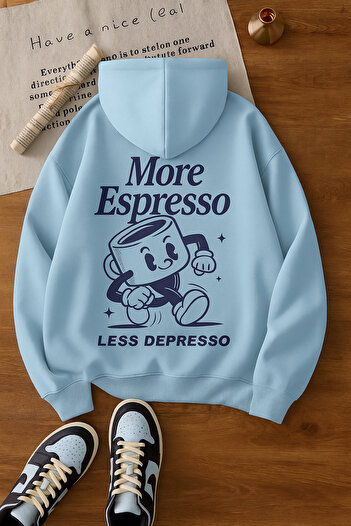 SVART WEAR Περισσότερο εσπρέσο, λιγότερο διαταραχή oversized Βαμβακερό φούτερ με κουκούλα με κουκούλα Φούτερ με τύπωμα