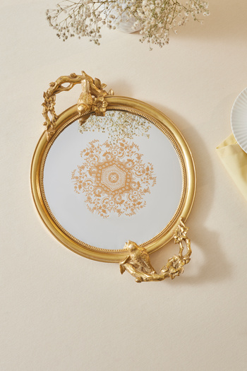 Karaca Vilma Decorative Tray Gold 36X26X4.5 cm