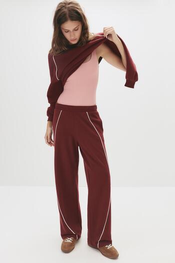 Pull & Bear Burgundy tracksuit bottoms with piping