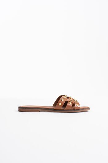 Alice Dress Loose Tan Genuine Leather Slippers