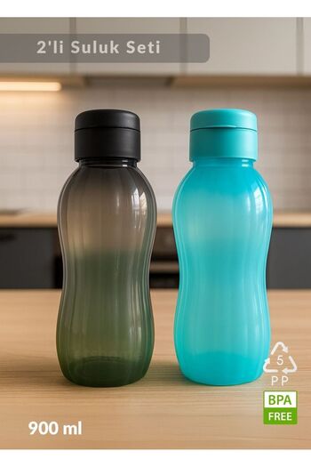 Jet's Home Drinking Bottle Set of 2 Water Bottle Bpa Free School Water Bottle Pp-5 Water Bottle Sports School Office Water Bottle Black-Blue 900 ml