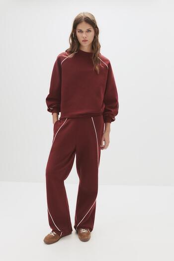 Pull & Bear Burgundy sweatshirt with piping