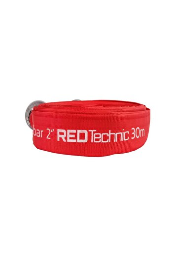 Red Technic Fire Hose with Connector, 2", 30 m, 8 bar, Red Technic