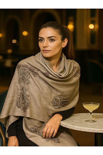 fiore fashion Women's Shawl Cashmere 15% Silk Shawl Cashmere (Ecru-Gray-Anthracite-Mocha-Cream-Red)