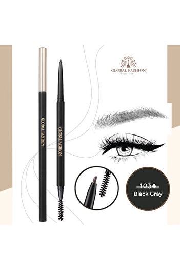 global fashion Waterproof Fine-Tip Eyebrow Pencil – Retractable Brow Liner with Spool, Smudge-Proof, 3 Shades, 0.2g