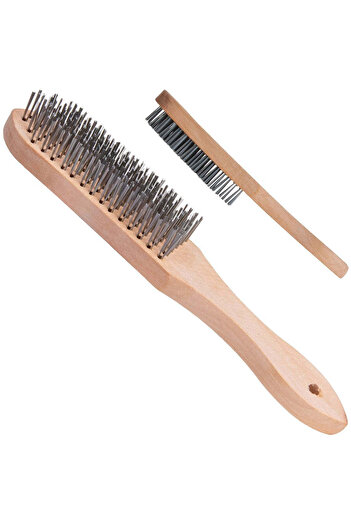 GEKO Wire Brush for Rust Removal, Wooden Handle, 6 Rows of Steel Bristles, G00736