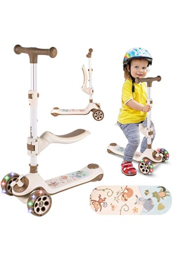 MalPlay Foldable Scooter with 3 Wheels 3-in-1, Beige, 112330