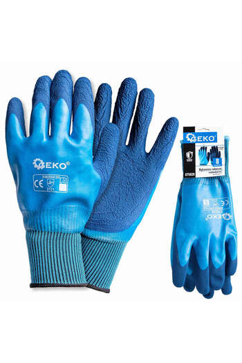 GEKO Mănuși de lucru impermeabile, poliester/latex, mărimea 8, G75028