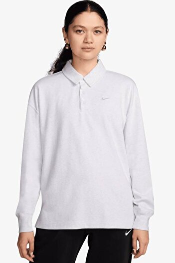 Nike Essential Oversized Ls Polo Women's Sweatshirt Women's Oversized Polo Neck Sweatshirt Off-White