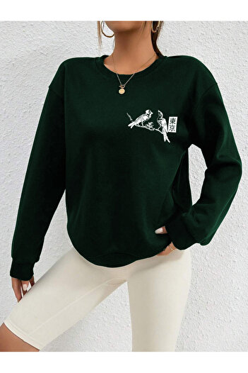 uyguntarz Unisex Tokyo Printed Design Oversize Sweatshirt