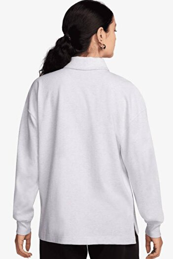 Nike Essential Oversized Ls Polo Women's Sweatshirt Women's Oversized Polo Neck Sweatshirt Off-White