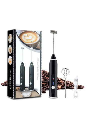 OEM 2-in-1 milk frother mixer, USB rechargeable battery, with 2 heads, 3 speed settings,