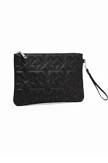 BAHELS Star Patterned Black Portfolio Bag Handbag and Wallet with Strap