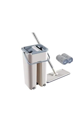 OEM Set Galeata cu Storcator si Mop, 2 Cuve Pentru Spalare si Uscare Fara Atingere + 2 x Laveta Microfib