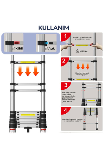 ROBO Paslanmaz Çelik Katlanır Merdiven 5.9 Metre
