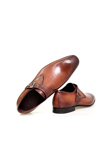 FRANCO CALVANI Brown Laceless Genuine Leather Men's Shoes