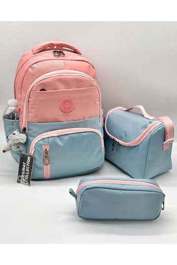 GirayCollection Primary School Bag Set of 3 Unisex Children's Primary School Bag Gry-8010 Powder-Blue