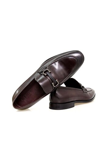 FRANCO CALVANI Brown Laceless Genuine Leather Men's Shoes