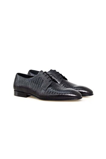 FRANCO CALVANI Dark Blue Color Lace-Up Genuine Leather Men's Shoes