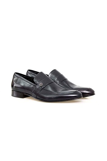 FRANCO CALVANI Black Color Laceless Khaki Leather Men's Shoes